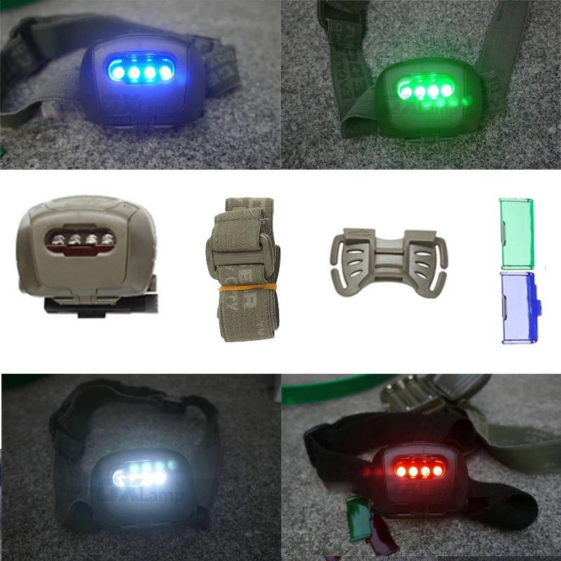 Military Tactical Headlight Headlamp Green Blue Red LED Head Torch