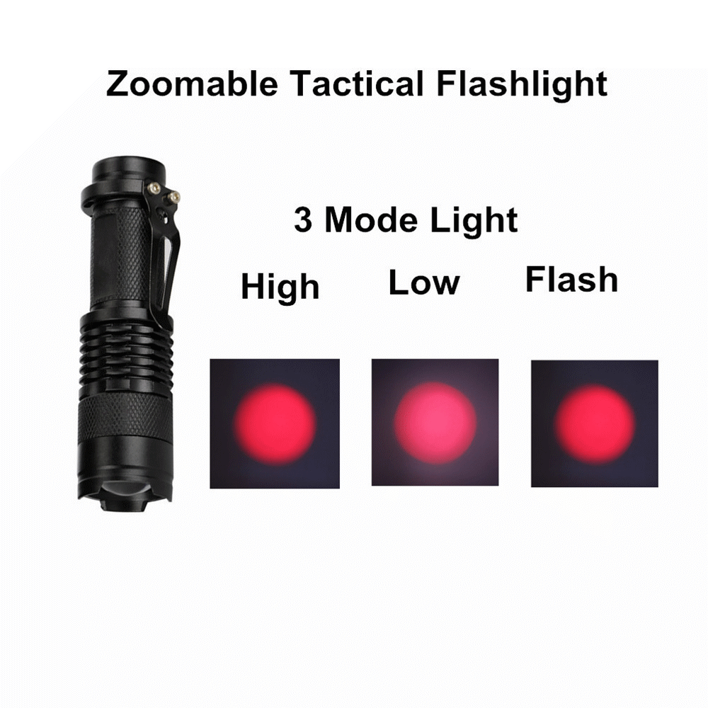 Миниатюрный водонепроницаемый светодиодный тактический фонарь 450 люмен масштабируемый красный свет светодиодный 3 режима фонарик лампа для AA/14500