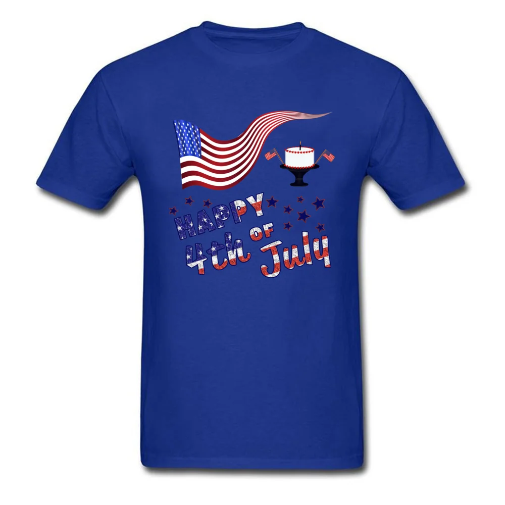 Casual Short Sleeve Tops Shirt VALENTINE DAY O Neck 100% Cotton Young T Shirt Normal Casual Tee-Shirts Graphic Happy 4th of July Flag Cake Independence Day blue