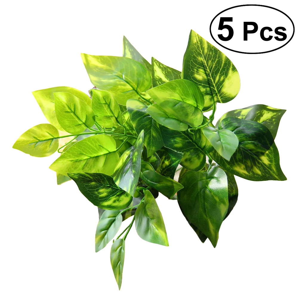 5pcs Artificial Simulation Plants Green Plant Leaf Fake Decorative For
