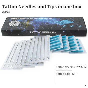 

(RM+FT) Tattoo Needles and Blue Tips Mixed 40PCS- Professional Tattoo Needle RM & Plastic Tattoo Tips FT With Box