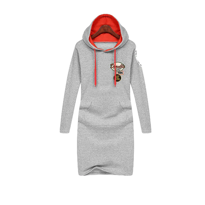 Женское свободное платье футболка с длинным рукавом большого размера|hooded dress|print