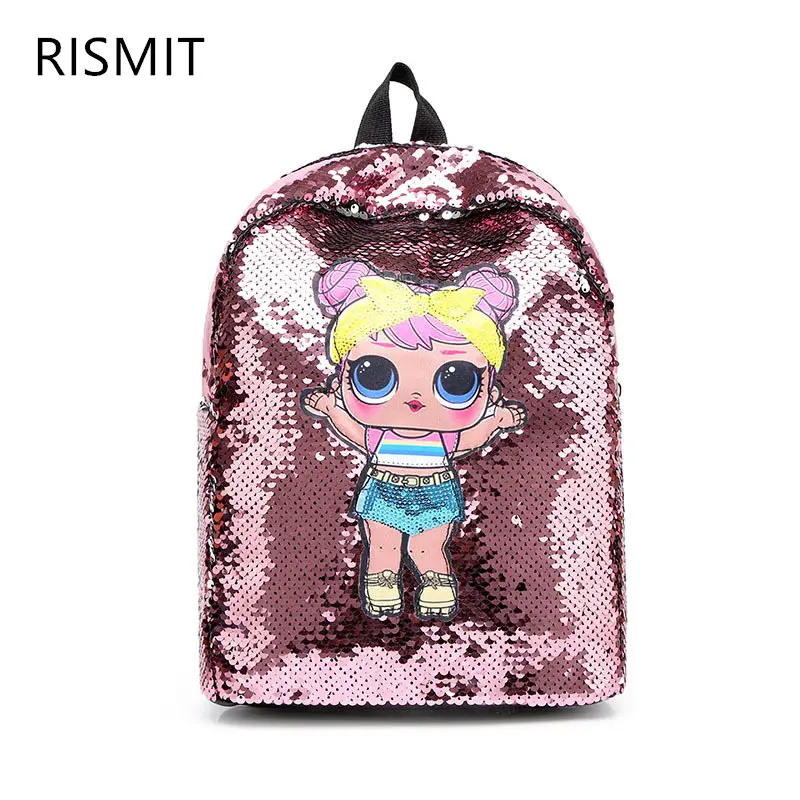 

RISMIT Beautiful Backpack Male Cones Ears Pouch for the Women Girls Journey Bag Backpack Bling glittering New Female ScholarCH5