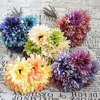 

7pcs/bundle Artificial plastic flowers fake sunflower christmas decoration for home wedding diy pompon Silk European gerbera
