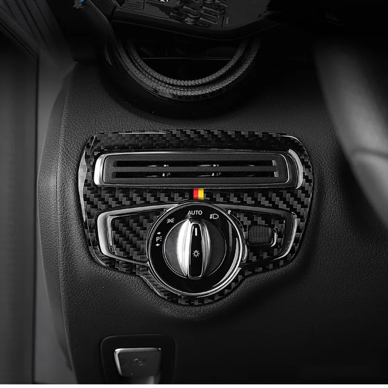 Для Mercedes Benz C Class W205 C180 C200 GLC углеродного волокна наклейки на автомобиль фар рамка