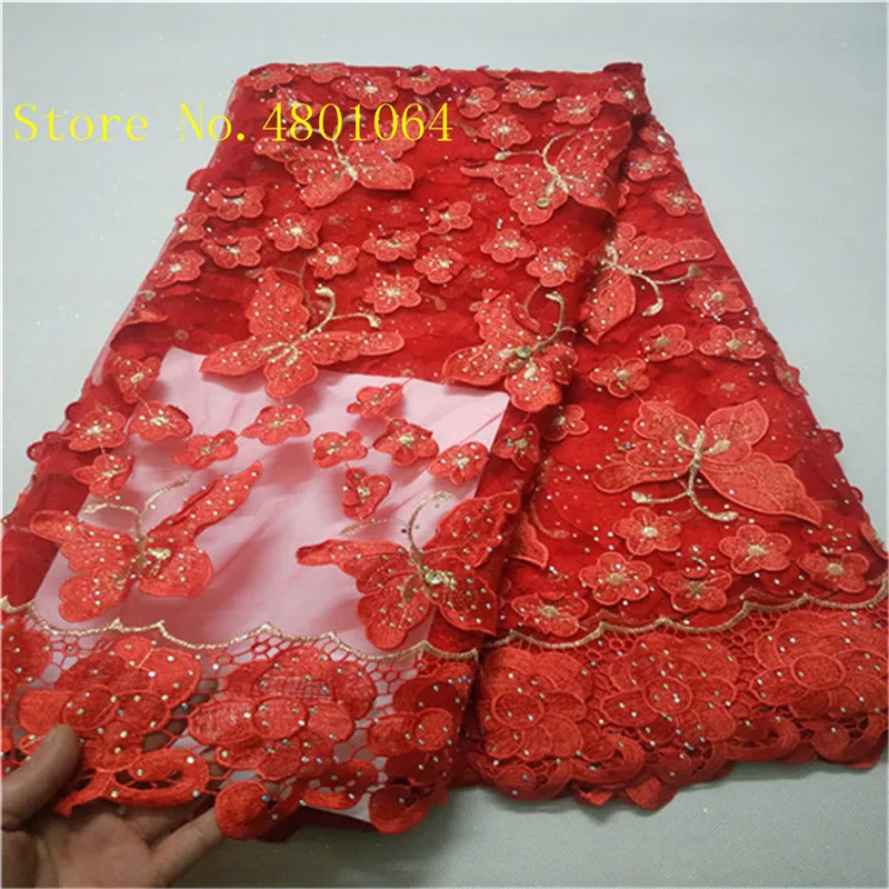 

2019 New Design African cord lace with stones!wholesale red price French lace fabric!High quality guipure lace fabric for party