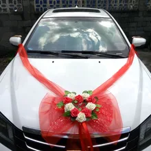 Свадебные украшения в виде цветов из шелка для автомобиля, декоративные гирлянды из искусственного меха, искусственные цветы