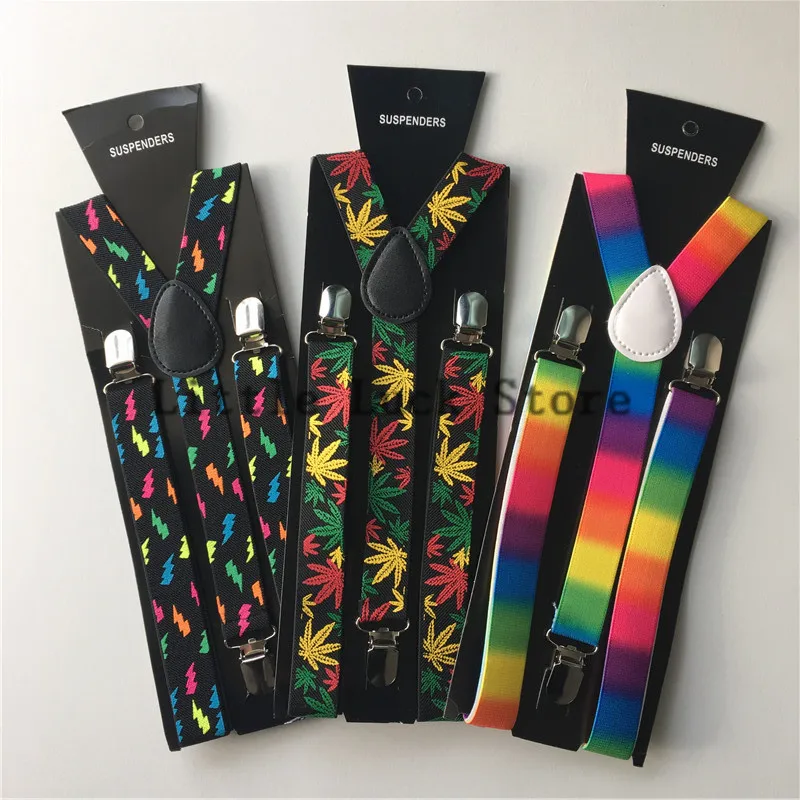 

3 Colors Adult Womens Mens Suspenders Elastic Adjustable Y-Back Colorful Pattern Braces Printing Straps Accessories CRBD001-003