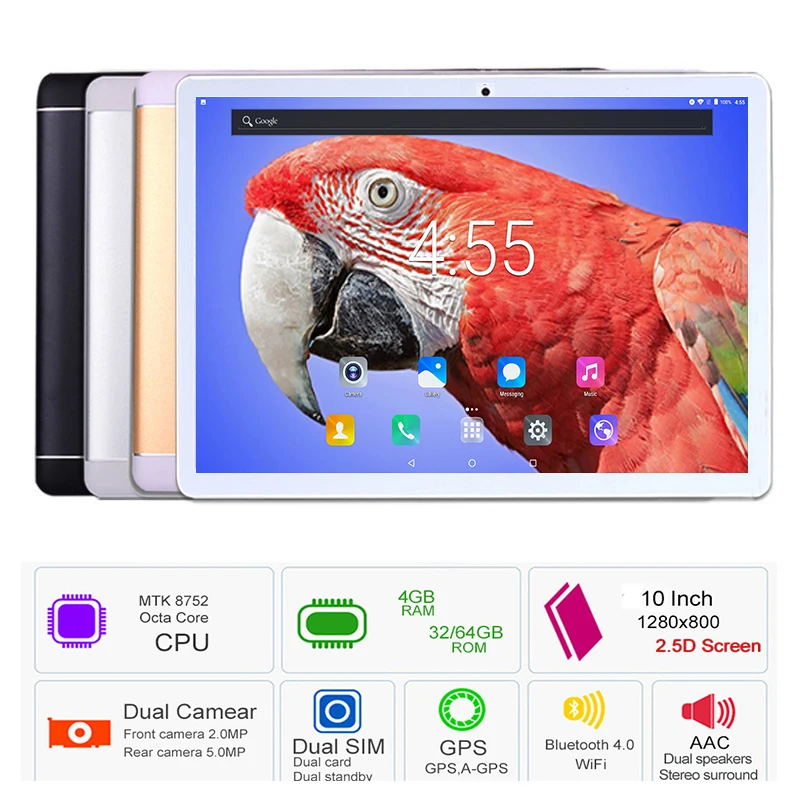 

New DHL Free Shipping 10 inch Android 8.0 Octa Core Tablet PC 4GB RAM 64GB ROM 8 Core 3G/4G LTE Phone Call Wifi GPS Bluetooth