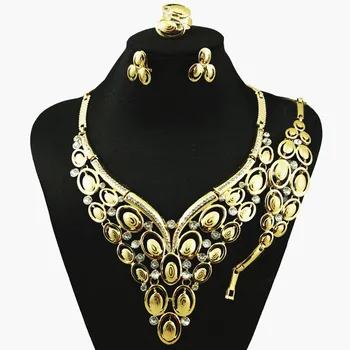 

wedding jewelry sets gold colour with stone party jewelry set women necklace bridal jewelry sets big size jewelry sets