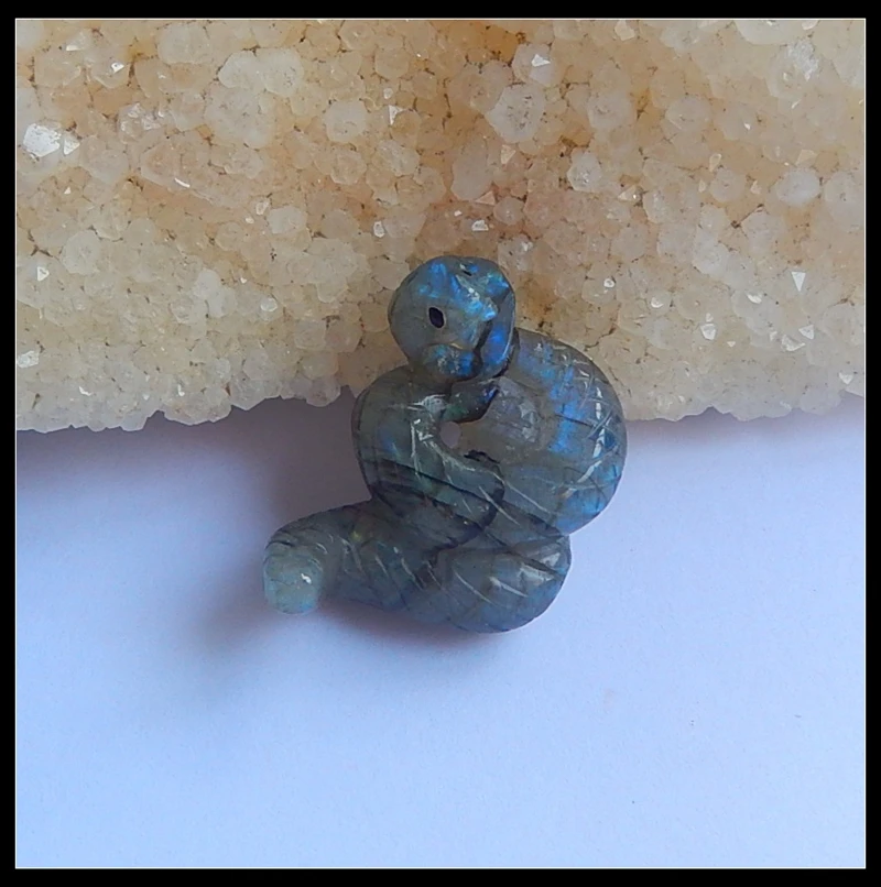 Натуральный камень Лабрадорит резные змея кабошон 26x19x10 мм 6,7g полудрагоценный камень модные ювелирные изделия на день рождения