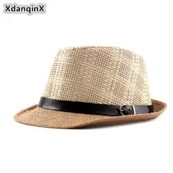 XdanqinX унисекс летняя дышащая соломенная шляпа британской моды соломенная фетровых джаз Шапки Новые бренды тенденция пляж шляпа для Для