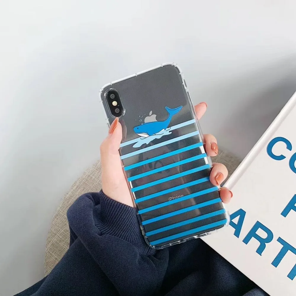 HUANQING Cartoon cute whale cell phone case For iPhone 6 6S 7 7Plus 8 8Plus XR XS Max   1