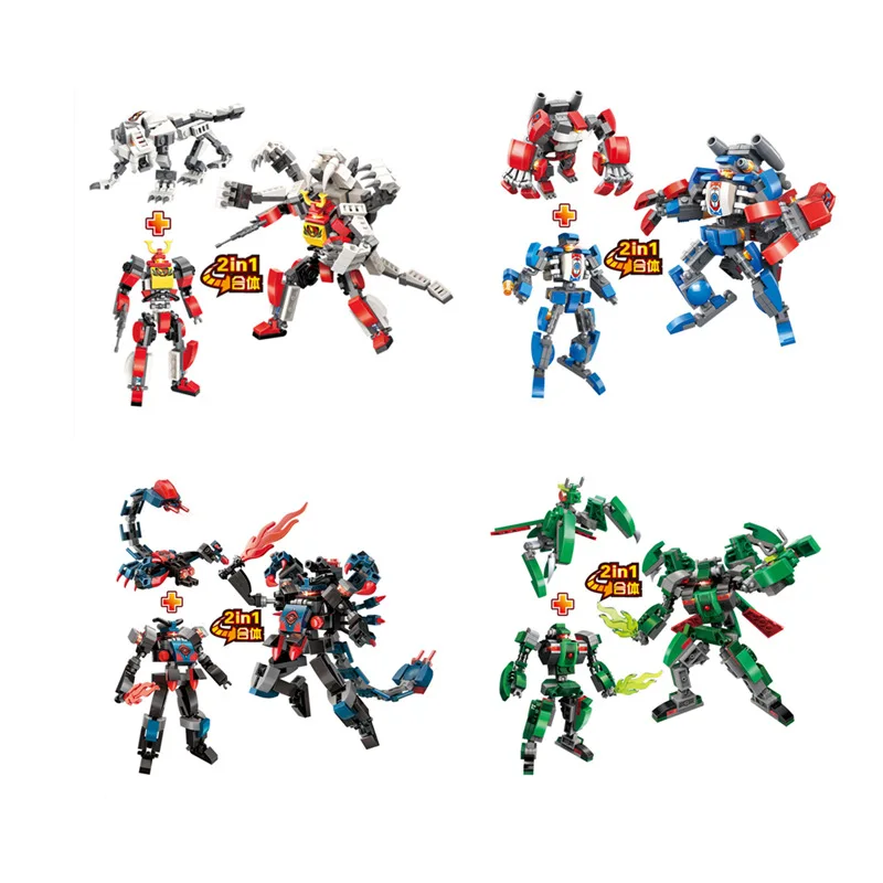 

2 IN 1 Deformation Robot Blast Fighter Venom Ninja Shadow Hunter Building Blocks Sets Bricks Educational Toys for Children gift