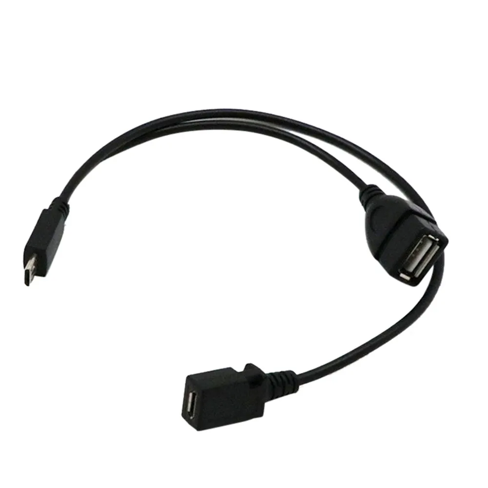 

3 in1 Micro USB HUB Male to Female Min USB 2.0 Charging Host OTG Adapter Cable for Android Smartphones Tablet Black Cable 2018