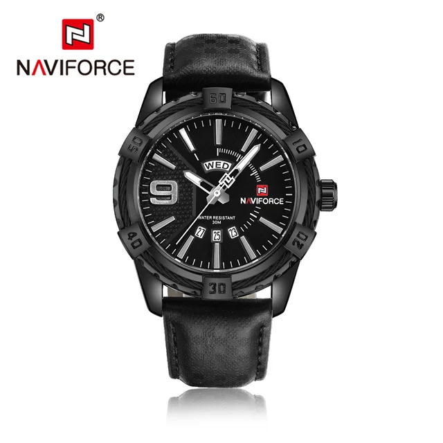 NAVIFORCE Топ люксовый бренд мужские часы кожаный ремешок бизнес Кварцевые часы для мужчин Дата водонепроницаемые наручные часы relogio masculino - Цвет: BB