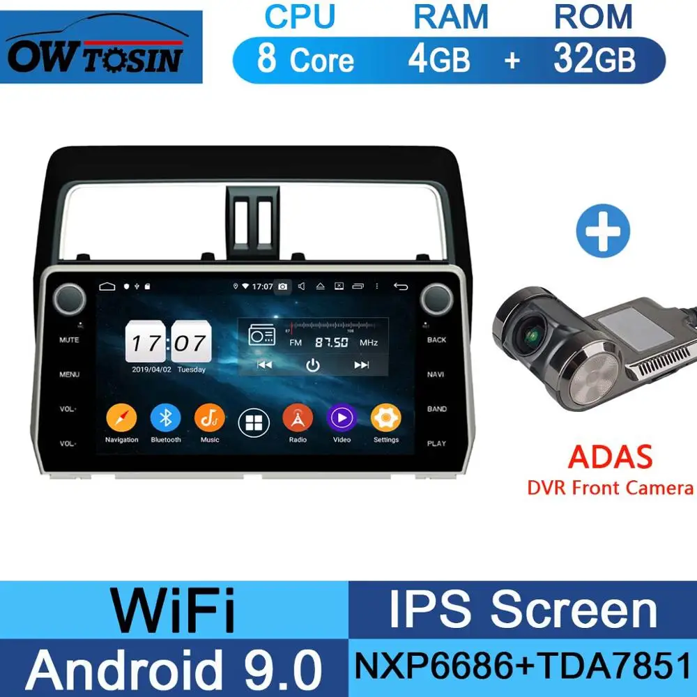 10," ips Android 9,0 8 ядерный 4G+ 64G Автомобильный мультимедийный плеер для Toyota Land Cruiser Prado gps Радио DSP CarPlay Parrot BT - Цвет: 32G Adas Camera