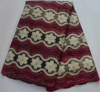 

Hot sale red african fabric african cord lace fabric with stone latest african laces 2019 nigerian lace fabrics for dress PS-Q28