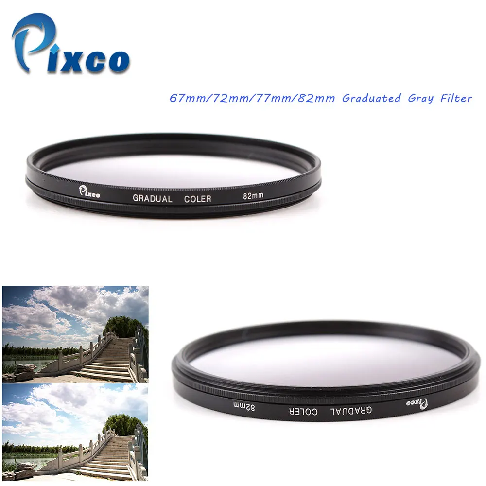 Pixco 67mm / 72mm / 77mm / 82mm Graduated Gray Filter Color Effect Lens