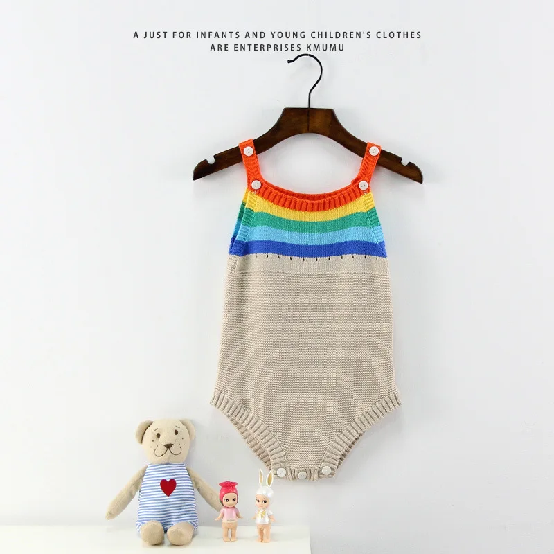 Toddler Spring Summer Sweater Carton Rainbow Striped Baby Boys Girls