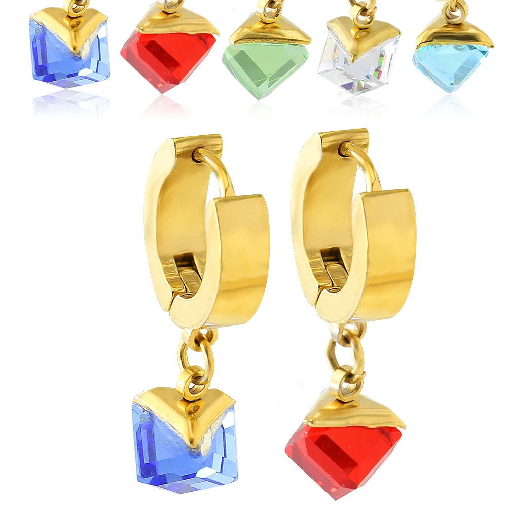 Women's Clip On Earrings Piercing With Charming Colourful Pendant Ear