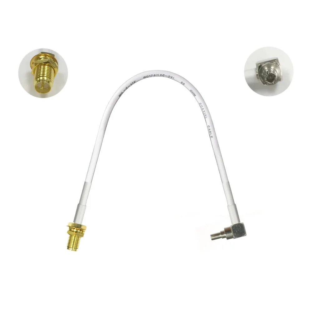 1PC RP-SMA Female nut to CRC9 Male right angle plug 15cm 30cm 50cm low loss high quality for wifi antenna anti-corrosive