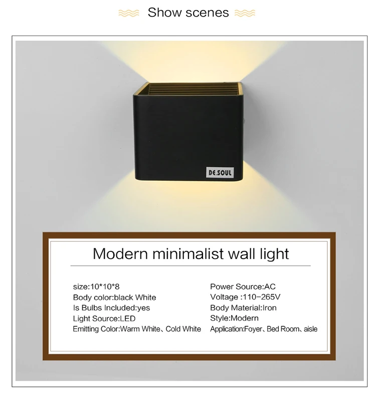 DE.SOUL Wall Lamp Modern Sconce Outdoor Black White AC Stairs Led Light bedside room bedroom LED Wall Light 08