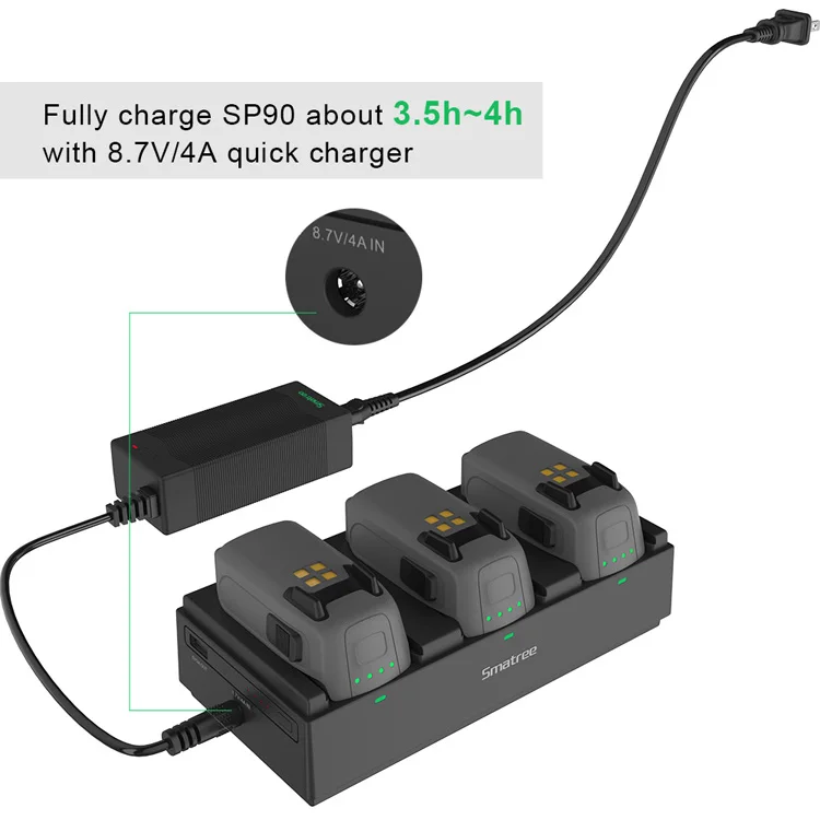 Smatree портативное зарядное устройство, зарядная станция, концентратор для DJI Spark батареи