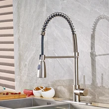 Современный никель Матовый пружинный кухонный кран для ванной с одной ручкой