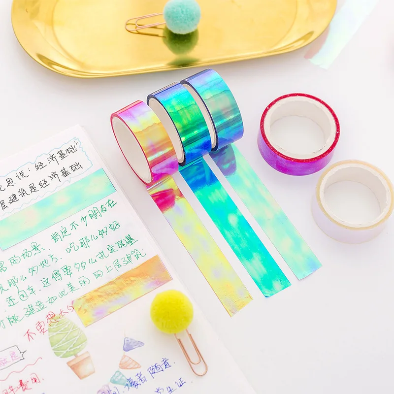 15mm*10m Gold Foil Washi Tape Silver/Gold/Copper/Rose/Green Color Japanese  Kawaii DIY Scrapbooking Tools Masking Tape