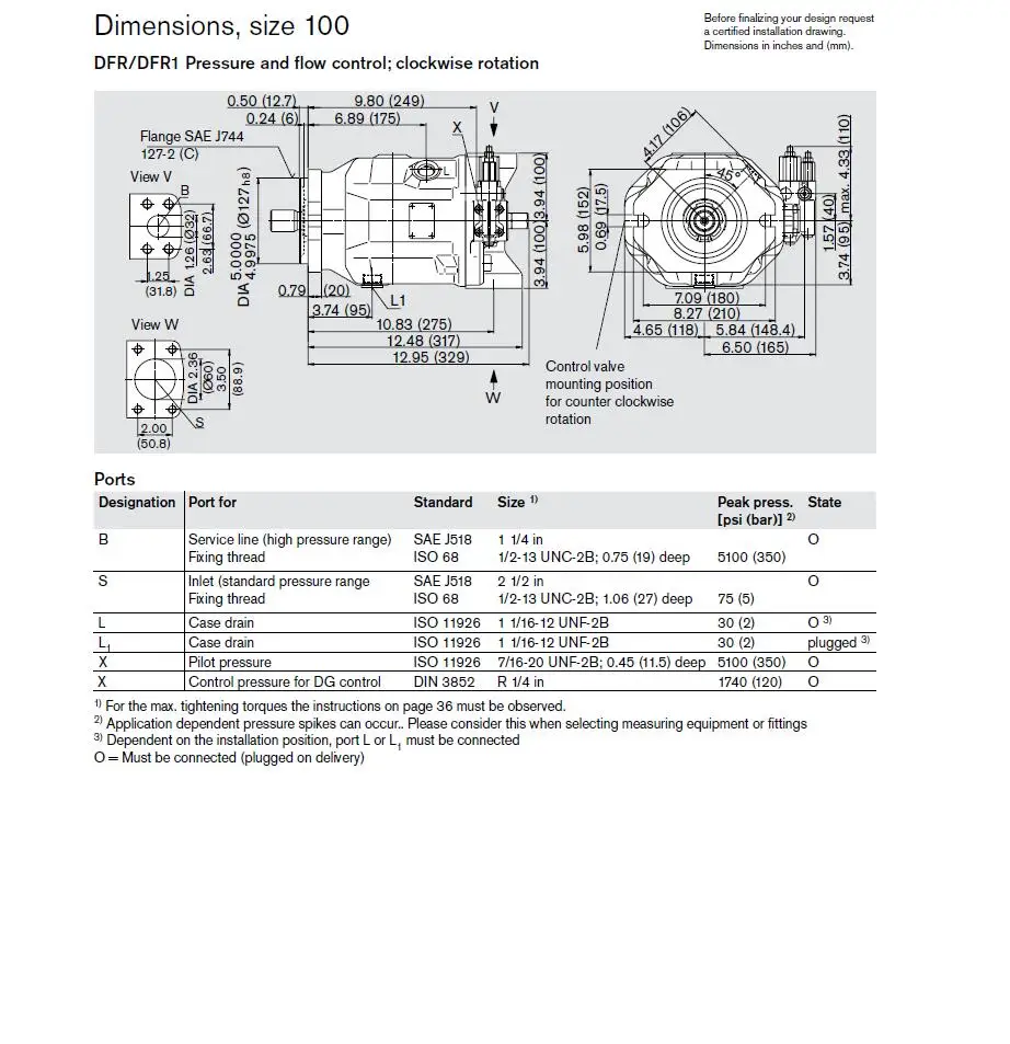 Rexroth A10VSO 100 осевой поршневой Переменный насос A10VSO100DFR1/31R-PPA12N00 высокого давления 28Mpa~ 35Mpa поршневой насос