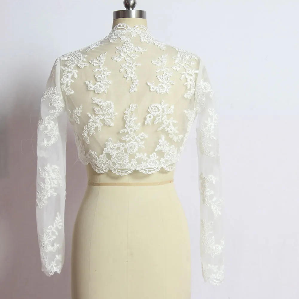 White Long Sleeves Bridal Shrug Wrap Party Cape Lace Plus Size Wedding Jackets Wedding Bolero Cloak