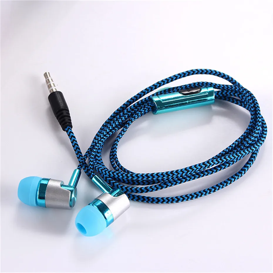 Mambaman K384 Earphone For phone MP3 mp4 Noise Isolating Stereo Sport In Ear Earbud Reflective Fiber Cloth Line Earphone Headset (3)