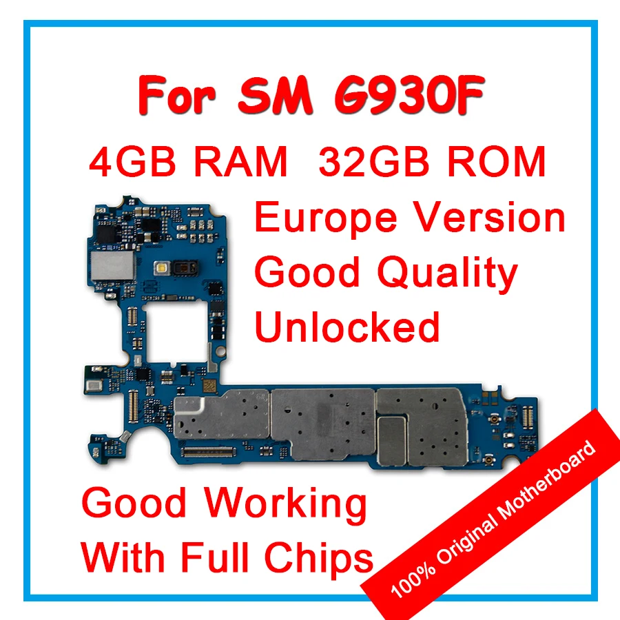 

32GB Europe Version 100% Original Unlock Motherboard ForSamsung Galaxy S7 Edge G930F Mainboard Android OS Logic Board With Chips