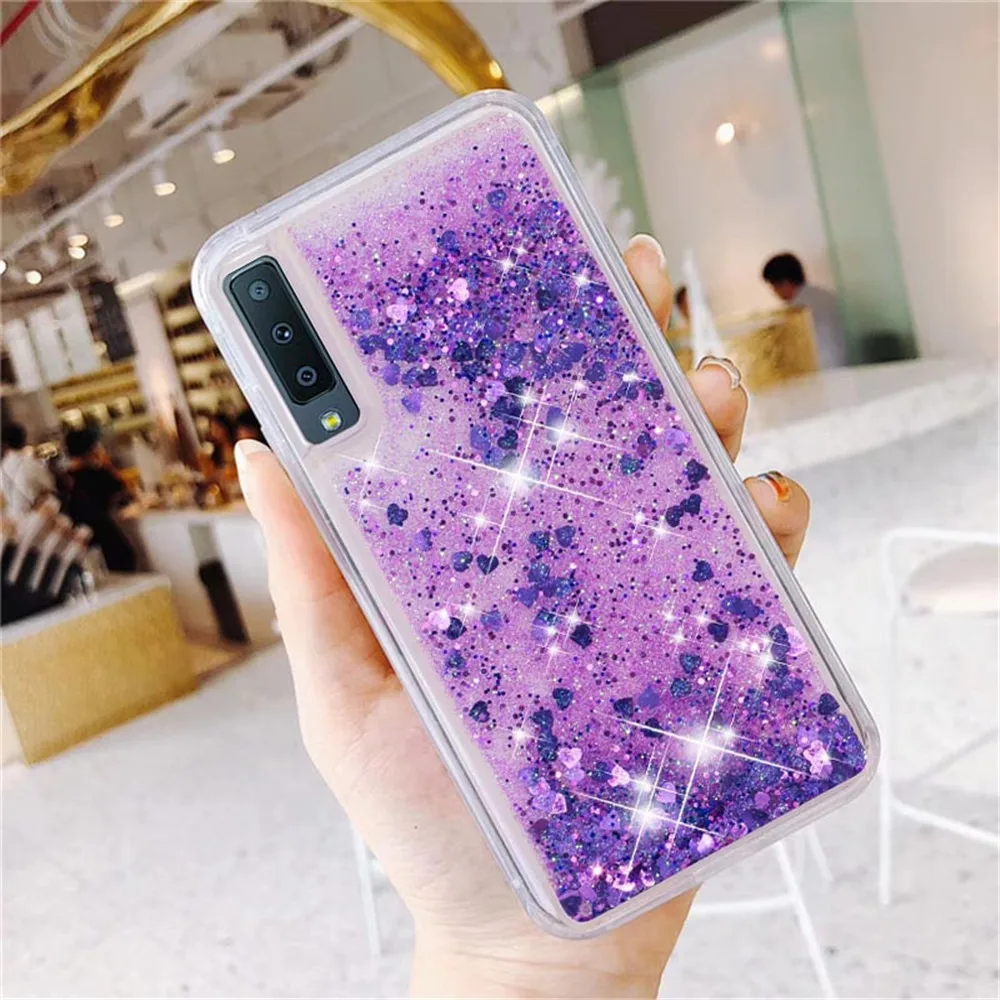 Liquid Case For Samsung Galaxy A7 2018 A750 Case Luxury Glitter Heart Liquid Soft Phone Cases For Samsung A750 A7 2018 SM-A750F  (6)