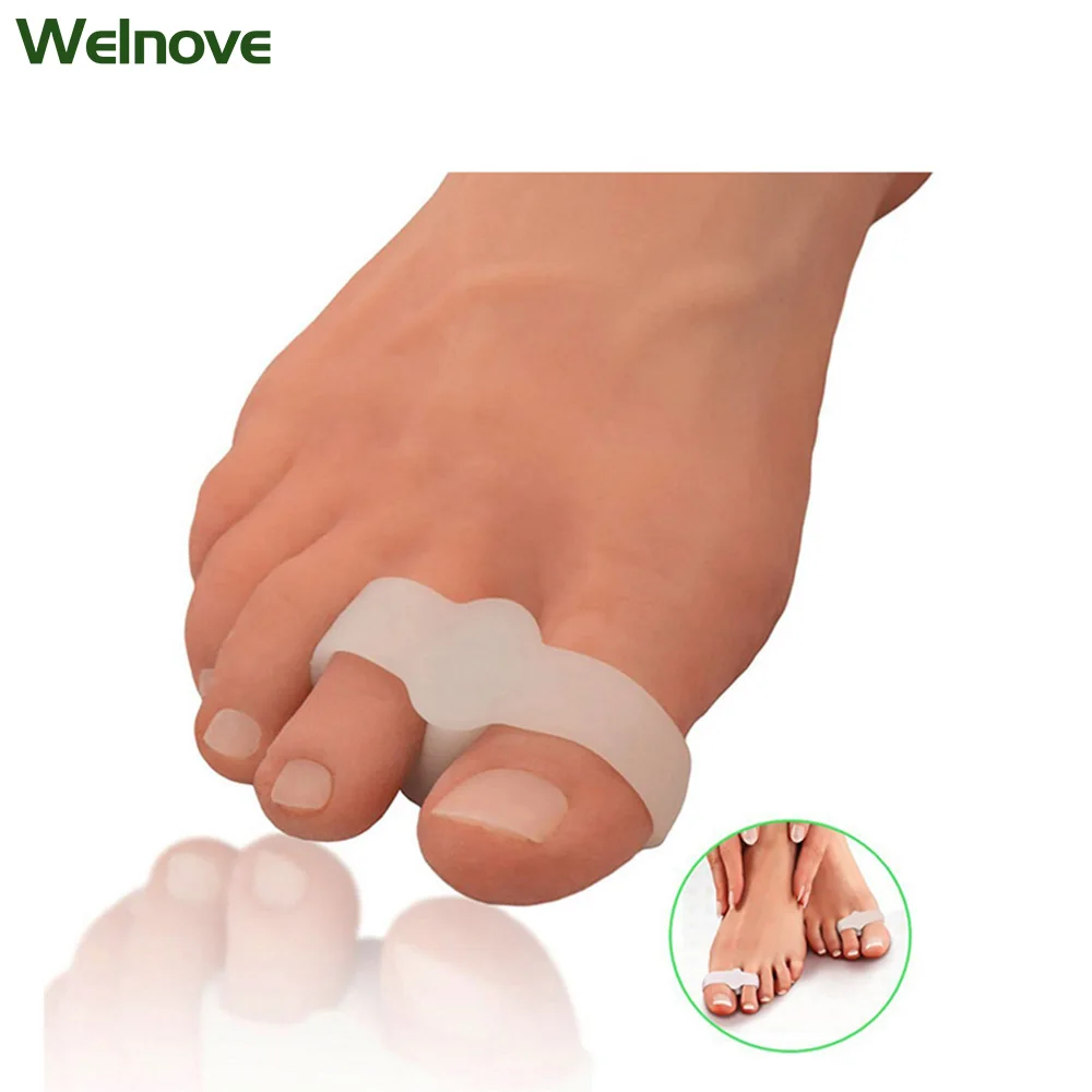 2Pcs 2 Hole Feet Foot Care Gel Toe Straighteners Separator Hallux Valgus Bunion Corrector Pain Relief Foot Massager C136