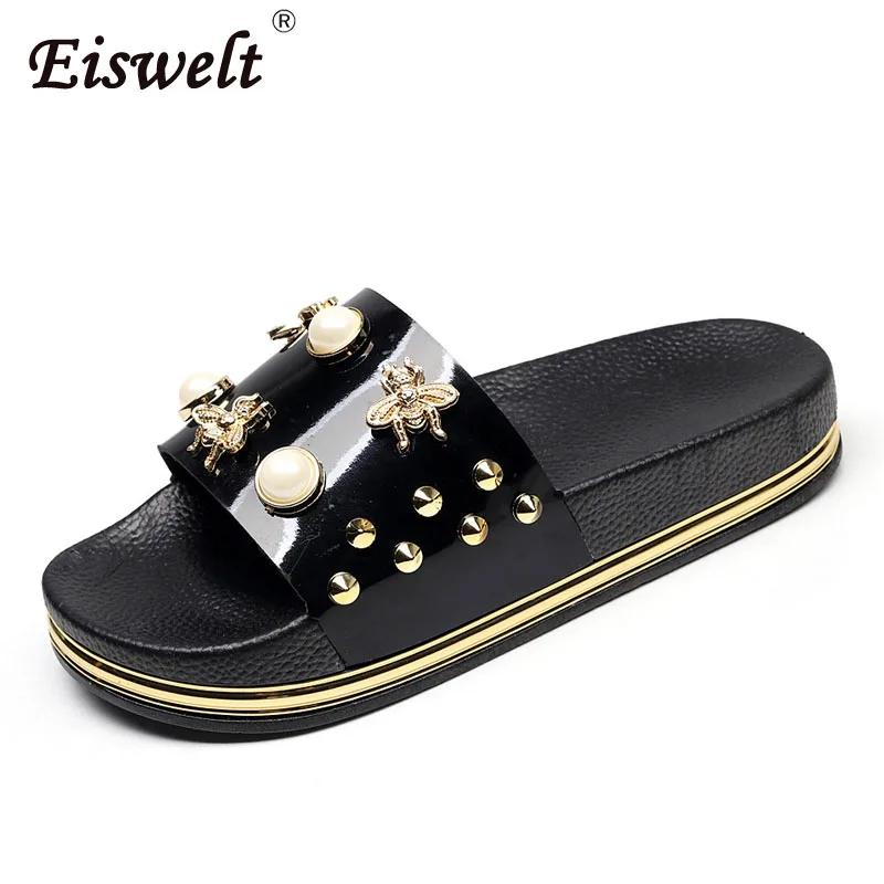EISWELT Summer Women Slippers Rome Sequins Casual Flip Flops Ladies Slip Spring Fashion Wear Flat Wear Casual Female Slippers