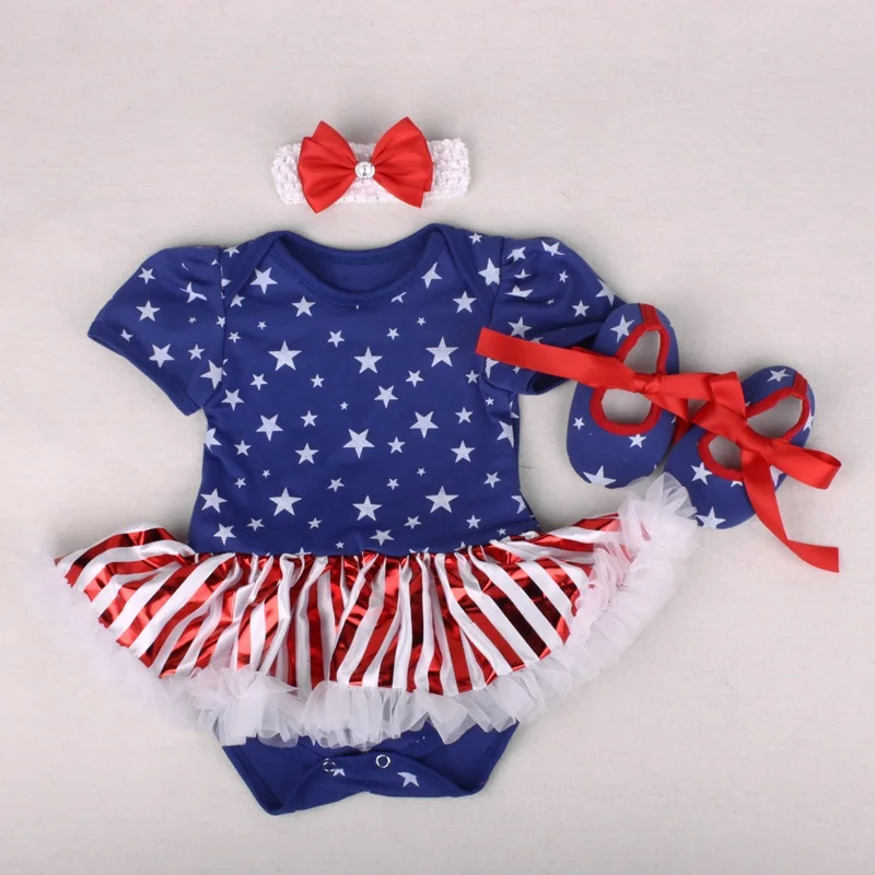 Фестиваль Kid для маленьких девочек американский флаг печати вечерние летнее платье для маленьких девочек Комбинезон 4th July Костюмы наряды