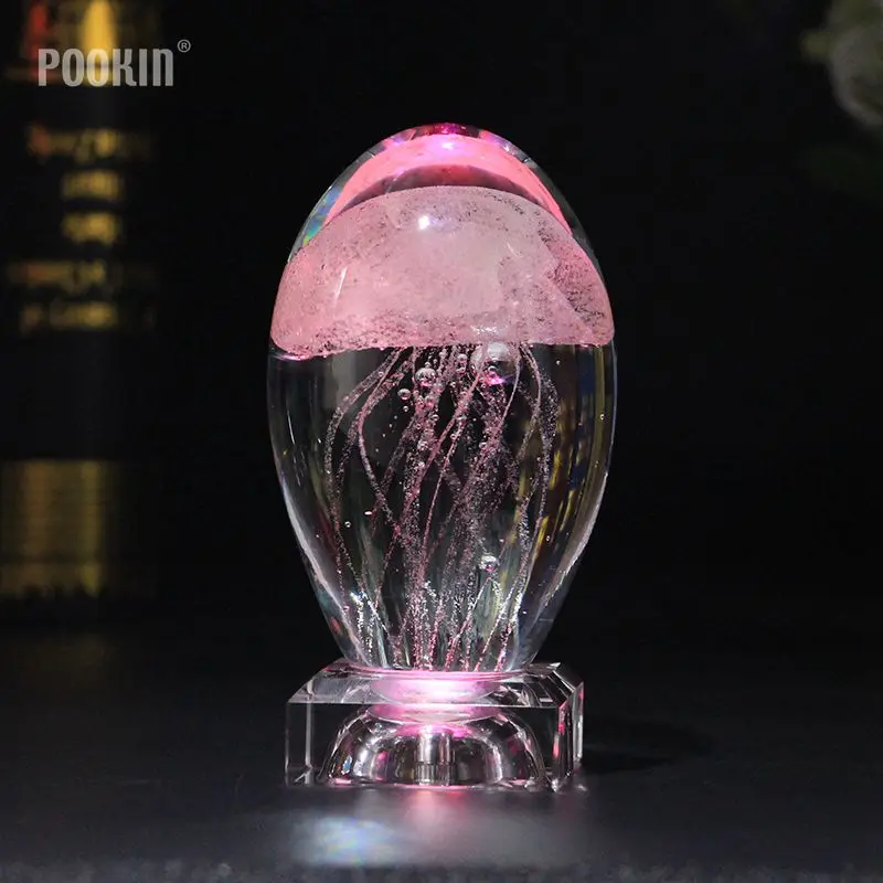 Lâmpada de Mesa Cristal para Decoração do Quarto Luz da Noite Presentes Criativos Jellyfish Modelo Led Multicolorido Iluminação Férias 3d 5 Presentes criativos jellyfish modelo 3d led multicolorido