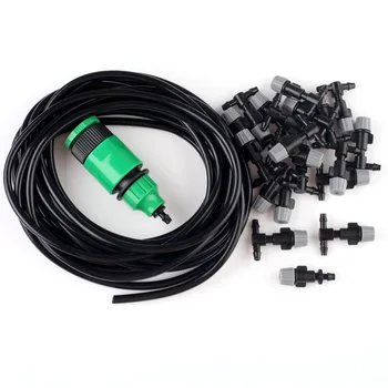 

NEW 66ft Outdoor Garden Misting Cooling System 30 Plastic Mist Nozzle Sprinkler