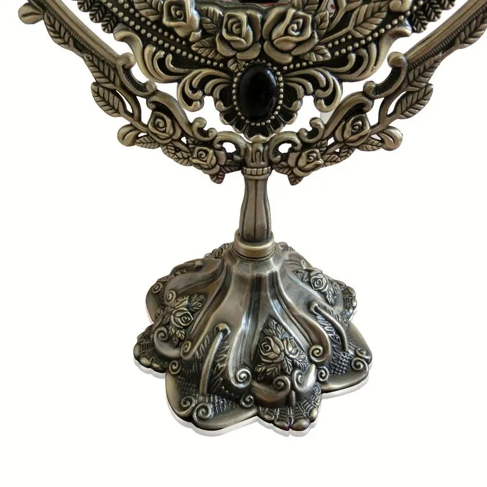 Impeu Vintage Double Face Retro Bronze Alloy Metal Table Makeup