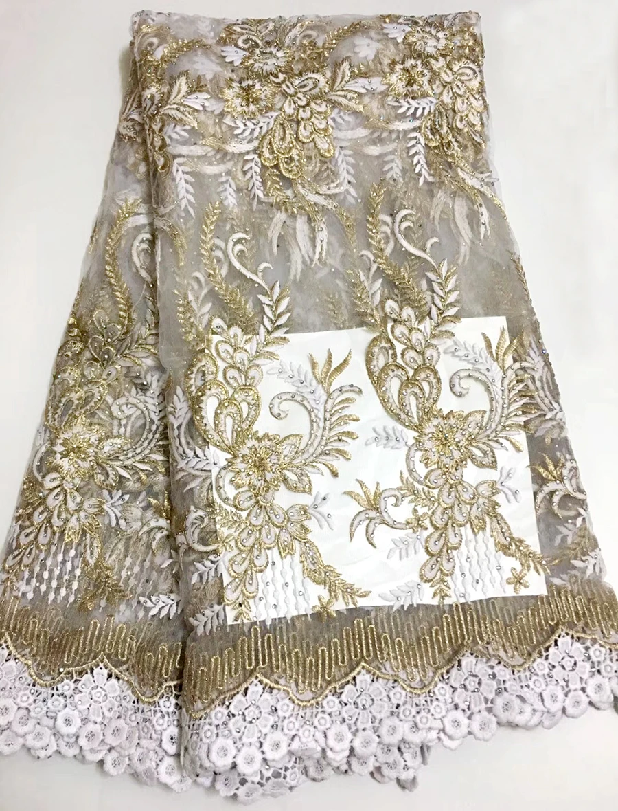

Fashion Design Lace Fabric French Lace Fabric 2018 African Embroidery Thin with Stone Lace Fabric