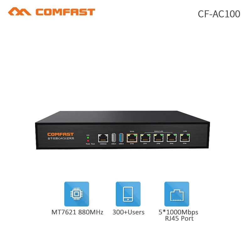 

COMFAST CF-AC100 880Mhz Core Full Gigabit Gateway AC gateway controller MT7621 wifi project manager with 4*1000Mbps WAN/LAN port