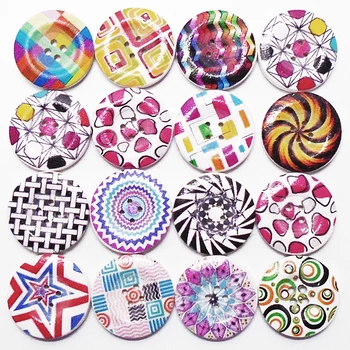 

2000PCs Hot Mixed 14 Colors 25mm Round Painting Natural Wooden Buttons Sewing Scrapbooking DIY Crafts For Kids Clothes 4 Holes