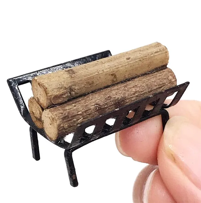 

1:12 Dollhouse Miniature Furniture Garden Lawn Fireplace Metal Firewood Rack