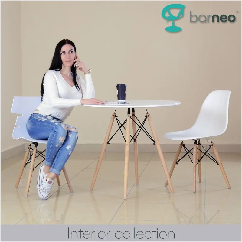  94894 Barneo N-12 Plastic Wood Kitchen Breakfast Interior Stool Bar Chair Kitchen Furniture White - 1000004266013