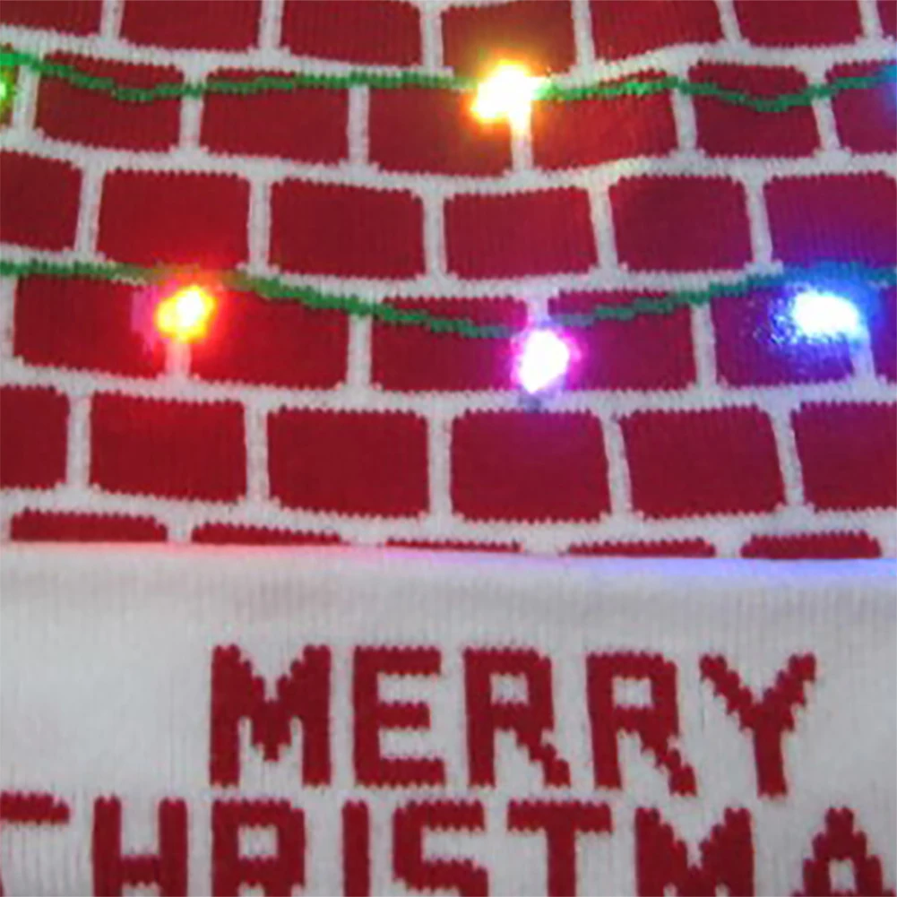 Рождественская шляпа освещение вязаная шляпа теплая осень зима Рождественские подарки для вечеринок декоративная хорошая эластичность для взрослых среднего возраста детей