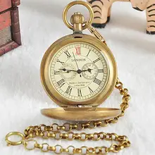 Унисекс золотые винтажные Ретро часы Мужские механические карманные часы из сплава с металлической цепочкой стимпанк часы римские PJX1040