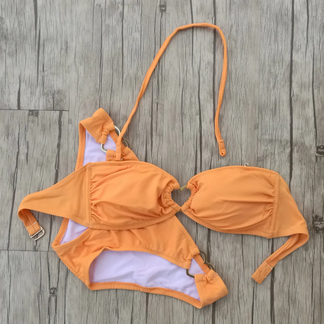 Women Orange Heart shaped Jewelry Bikini Set Swimwear Swimsuit 2017