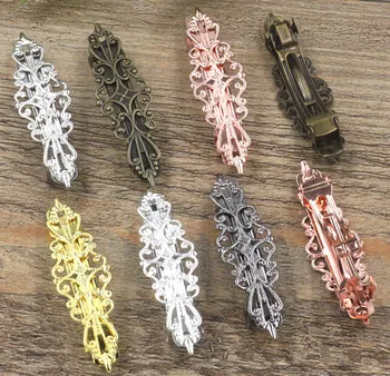 

15*57mm Retro French Clip Barrettes Filigree Flower For DIY Girls Children Bow Hairgrips Hair Clip Hair Accessories Multi-color